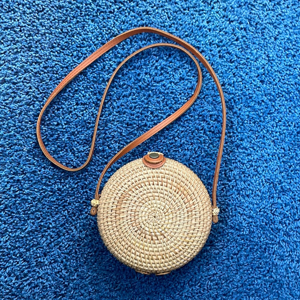 Rattan Round Crossbody Purse